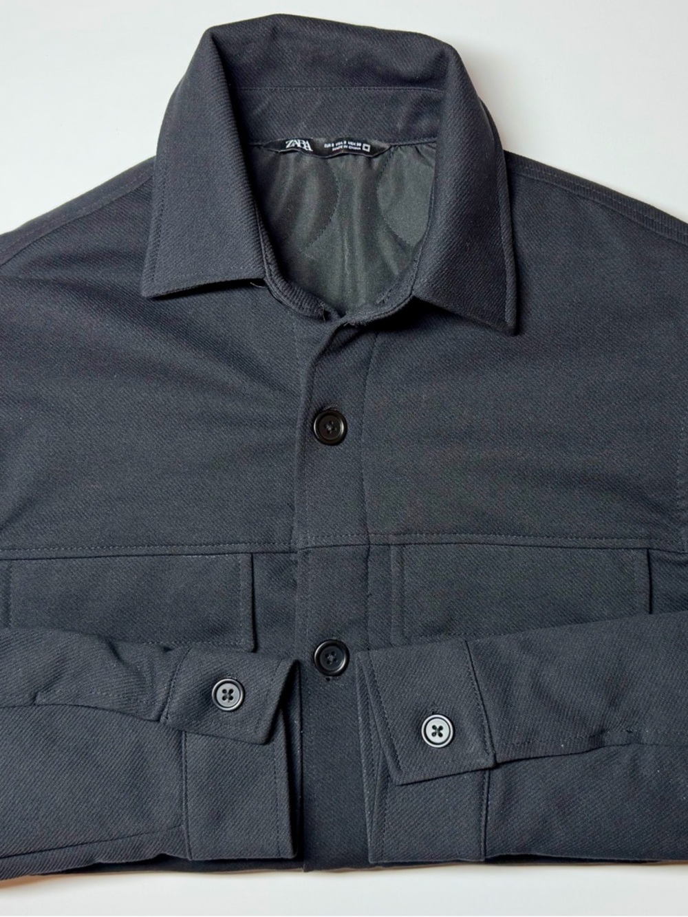 ZARA Men’s Black Utility Shirt Jacket Quilted Lining Shacket Chore Coat Size S - Picture 1 of 6